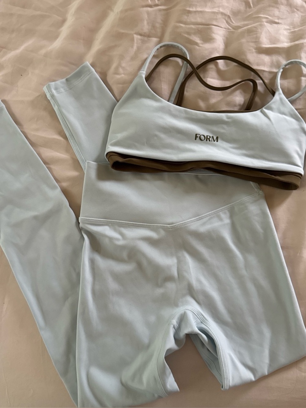 Form by Sami Clarke Criss Cross Layered Bra in Dolphin and Palm Bra in XS